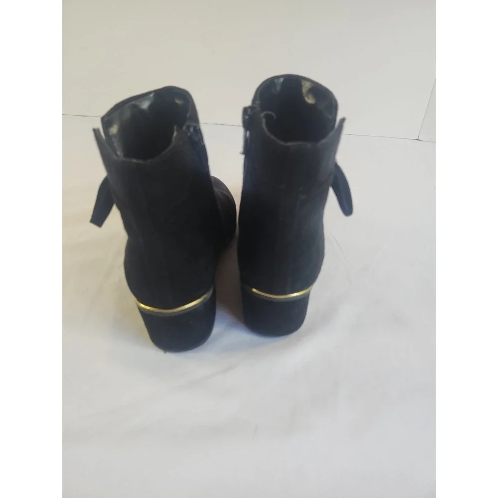 Place Kids Suede‎ Dress Boots Zipper Black With Gold Trim Size 1